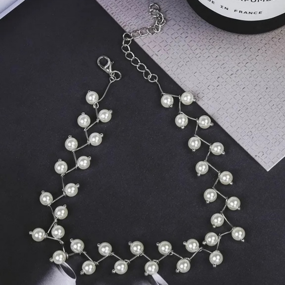 Faux Pearl & Silver Choker